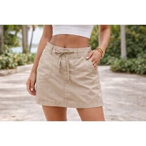Y2K VTG EXPRESS Tan Cargo Carpenter Mini Micro Skirt Sz 8 GRUNGE STREETWEAR READ